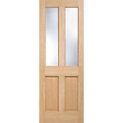 LPD Richmond Oak Unfinished 2 Clear Bevelled Light Panels Internal Door - All Sizes