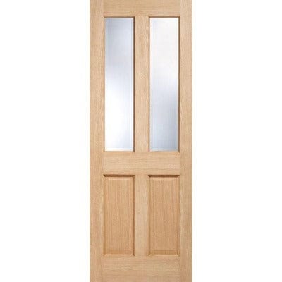 Richmond Oak Unfinished 2 Clear Bevelled Light Panels Internal Door - 2032mm x 813mm - LPD Doors