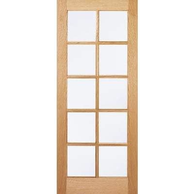 Oak SA 10 Glazed Clear Light Panels Un-Finished Internal Door - 1981mm x 686mm - LPD Doors