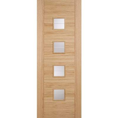 Oak Vancouver 4 Light Brilliant Cut Glass Pre-Finished Internal Door - 2040mm x 726mm - LPD Doors