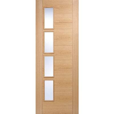 Oak Vancouver 4 Light Panel Offset Pre-Finished Internal Door - 1981mm x 686mm - LPD Doors