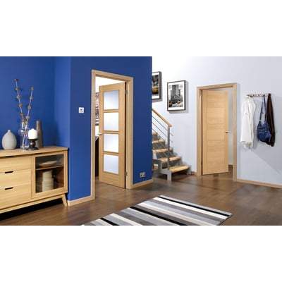 Oak Vancouver 4 Light Clear Glazed Pre-Finished Internal Door - 1981mm x 762mm - LPD Doors