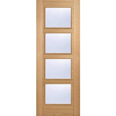 Oak Vancouver 4 Light Clear Glazed Pre-Finished Internal Door - 2040mm x 726mm - LPD Doors