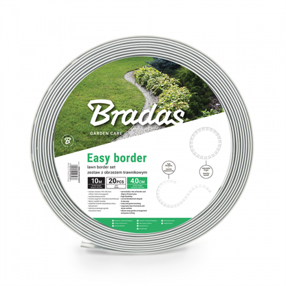 Lawn Border Set, Easy Border 40mm Light Gray 10m with Pegs - Best4Trade-Retail Garden tools & Accesories