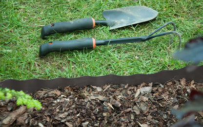 Wavy Plastic Garden Lawn Edging, H=25CM, L=9M, Gray - Best4Trade-Retail Garden tools & Accesories