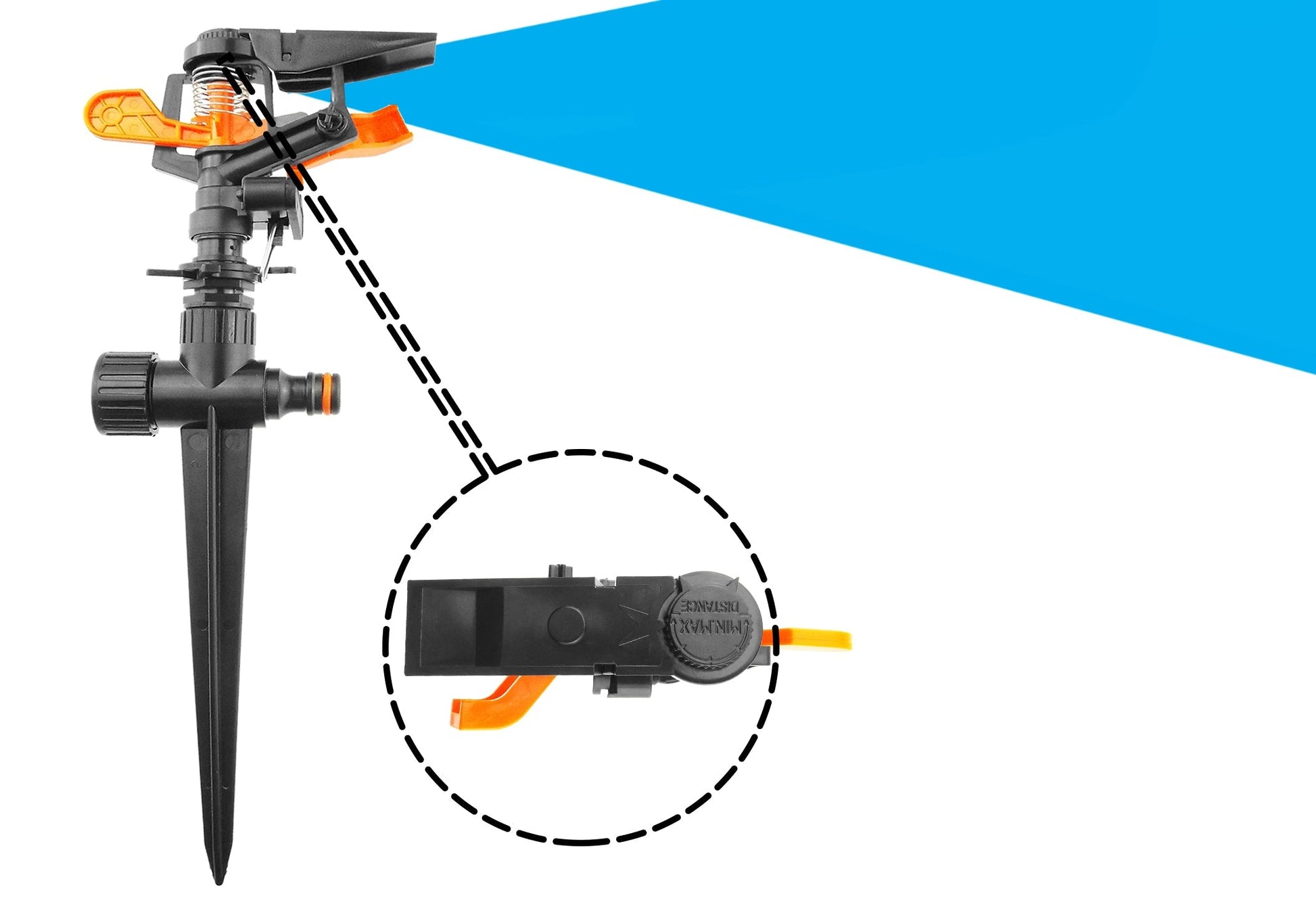 Pulsating Sprinkler on Spike - Adjustable Eco Line - Best4Trade-Retail Garden watering