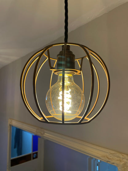 Single Pendant Light with Pumpkin Shade | Rustic Bedside & Feature Lighting UK