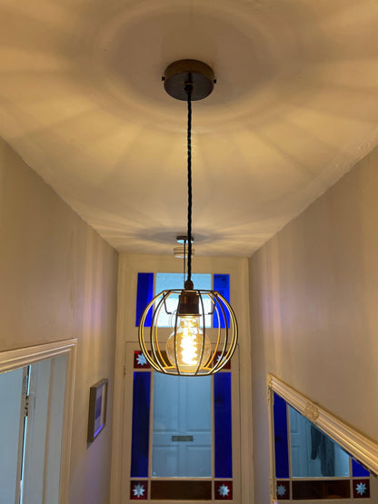 Single Pendant Light with Pumpkin Shade | Rustic Bedside & Feature Lighting UK