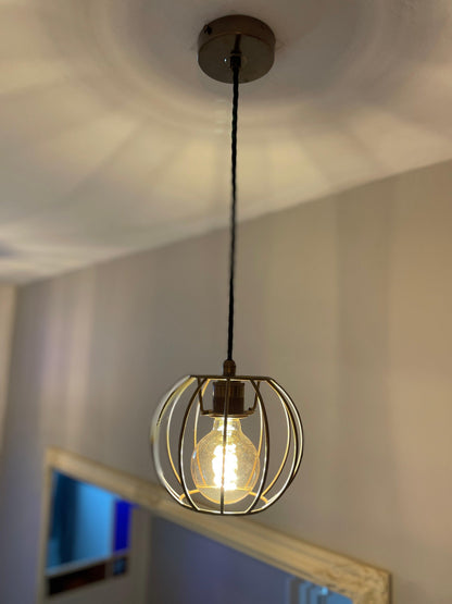 Single Pendant Light with Pumpkin Shade | Rustic Bedside & Feature Lighting UK