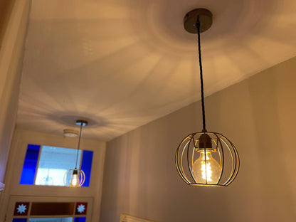 Single Pendant Light with Pumpkin Shade | Rustic Bedside & Feature Lighting UK