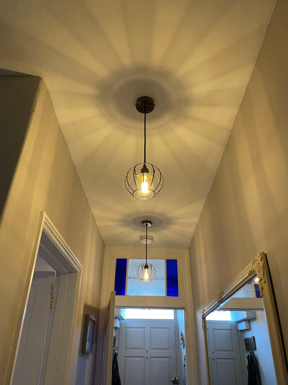 Single Pendant Light with Pumpkin Shade | Rustic Bedside & Feature Lighting UK