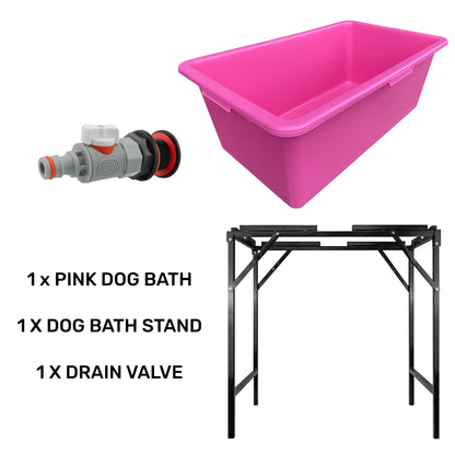 Pink Dog Bath with Drain Valve (WL) and Stand - Best4Trade-Retail PETS