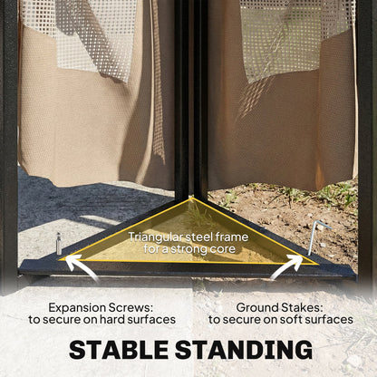 Outsunny 3 x 3.6 m Outdoor Garden Gazebo with Post Shelves, UPF50+ Patio Permanent Pavilion with Hook, Khaki