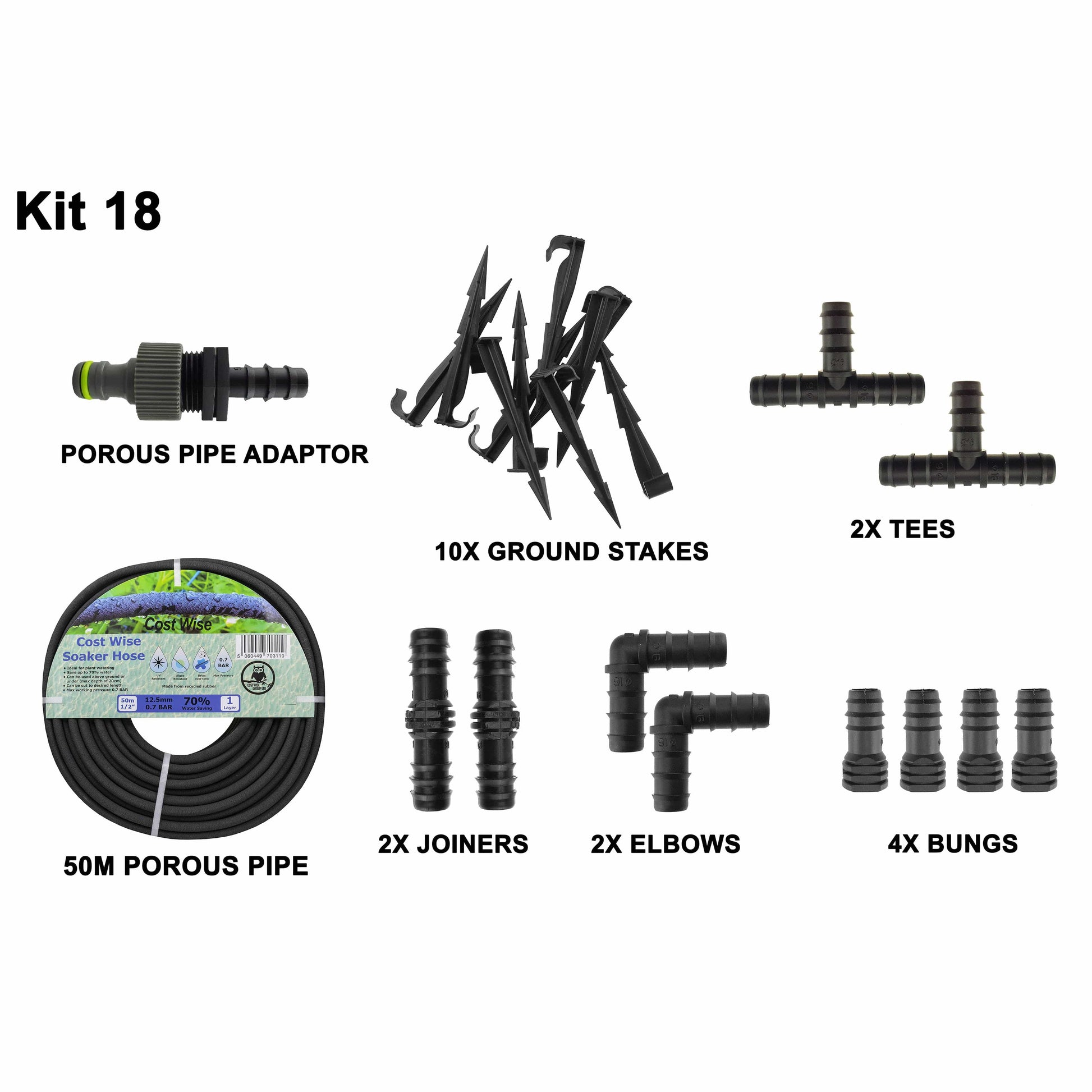 Porous Pipe Kit, POROUS-KIT18 - Best4Trade-Retail Garden watering