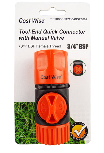 Cost Wise Female Connector with Valve And 3/4" BSPF Inlet - Best4Trade-Retail Garden watering