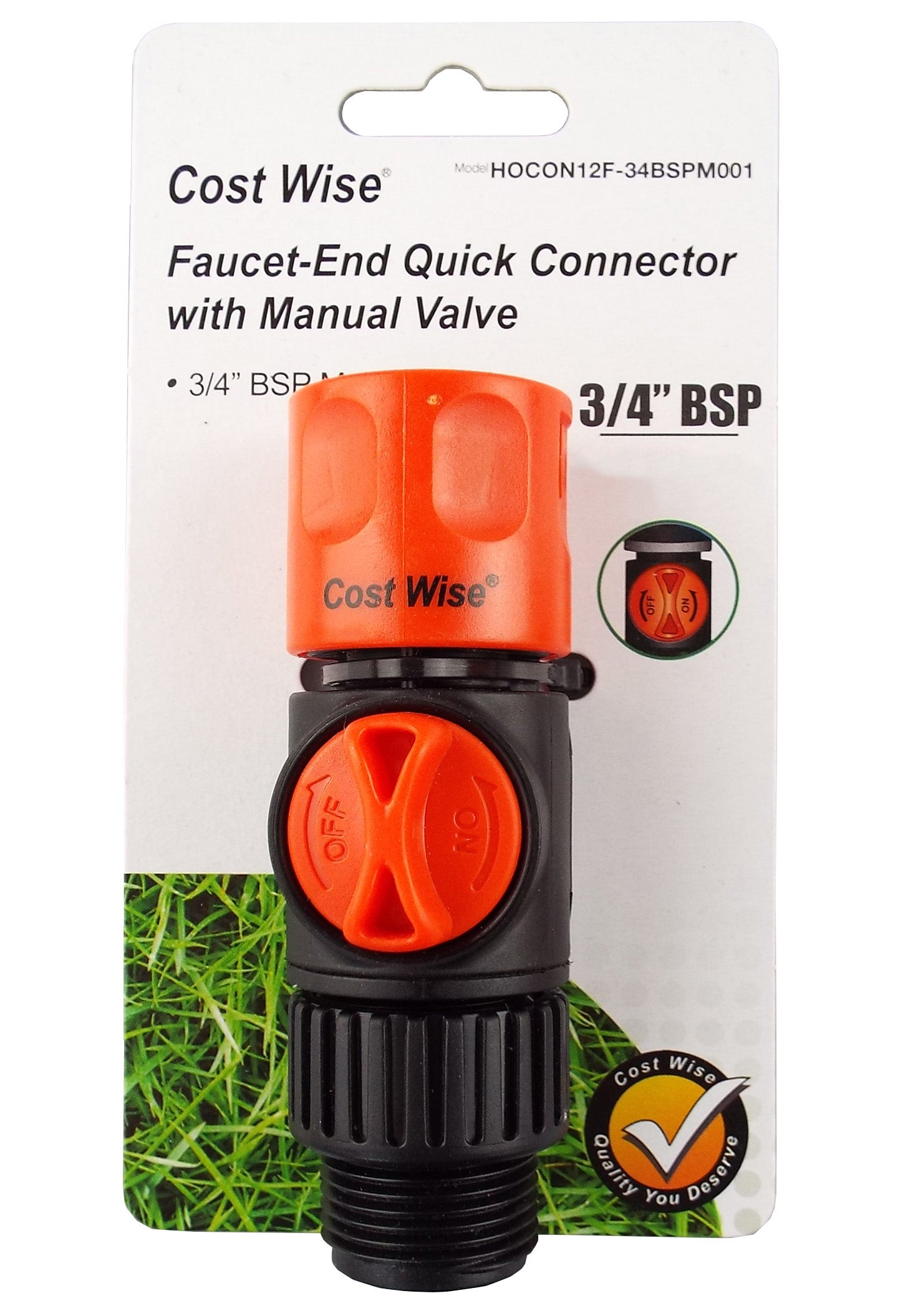 Cost Wise Female Connector with Valve and 3/4" BSPM Inlet - Best4Trade-Retail Garden watering