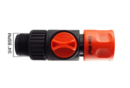 Cost Wise Female Connector with Valve and 3/4" BSPM Inlet - Best4Trade-Retail Garden watering