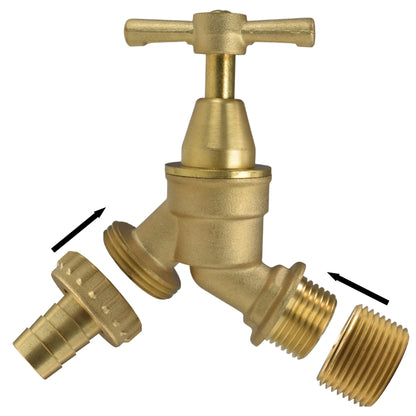 Brass Bib Tap Kit with Barb/Quick Connect Outlet, 1/2" and 3/4" BSP Thread Inlet - Best4Trade-Retail Garden watering