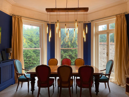15 Light Oak Beam Chandelier | Large Kitchen Island & Statement Dining Lighting UK