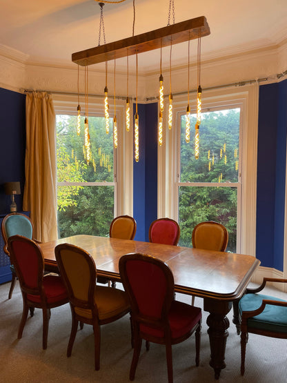 15 Light Oak Beam Chandelier | Large Kitchen Island & Statement Dining Lighting UK