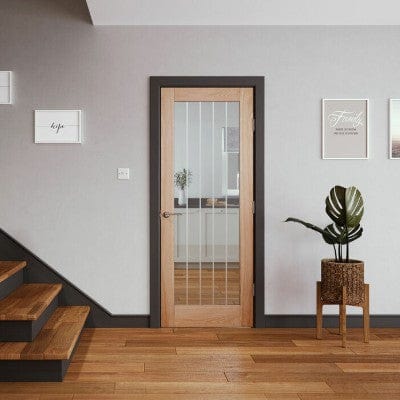 Cottage Oak Fully Glazed Unfinished Internal Door 1981 x 762mm - Doors4less