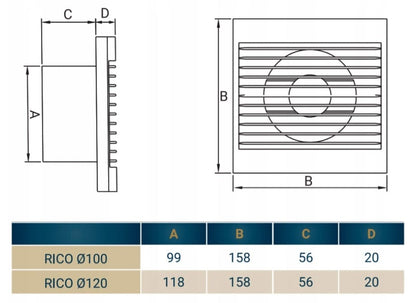 Rico Bathroom Fan 120mm Model with a Timer Switch - Best4Trade-Retail
