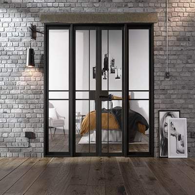 Greenwich Black Primed 16 Glazed Clear Light Panels Interior Room Divider2031mm x 1904mm - LPD Doors