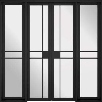 Greenwich Black Primed 16 Glazed Clear Light Panels Interior Room Divider2031mm x 1904mm - LPD Doors
