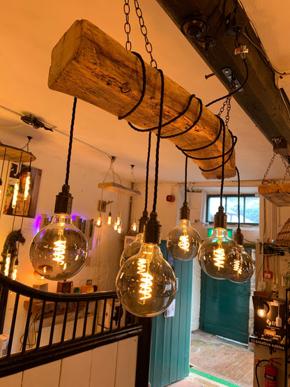 Rustic Ancient Oak Wrap Chandelier | Reclaimed Beam Kitchen & Dining Lighting