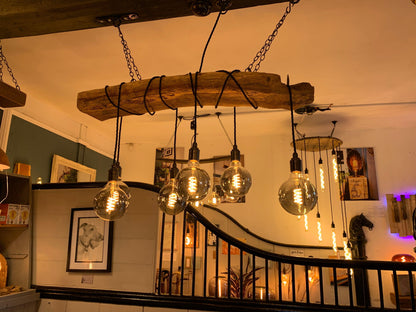 Rustic Ancient Oak Wrap Chandelier | Reclaimed Beam Kitchen & Dining Lighting