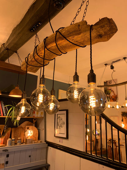Rustic Ancient Oak Wrap Chandelier | Reclaimed Beam Kitchen & Dining Lighting