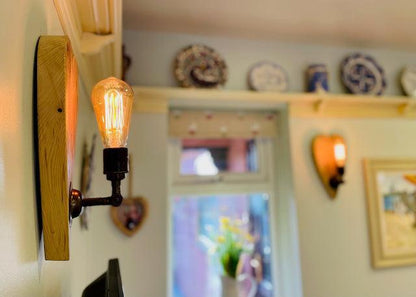 Heart Wooden Wall Light | Rustic Romantic Bedroom & Feature Lighting UK