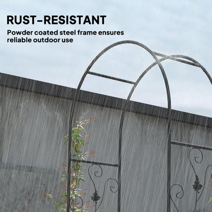 Outsunny 2.17m Steel Garden Arch with Gate, Wedding Arch for Outdoor, Garden, 107W x 45D x 217H cm Black