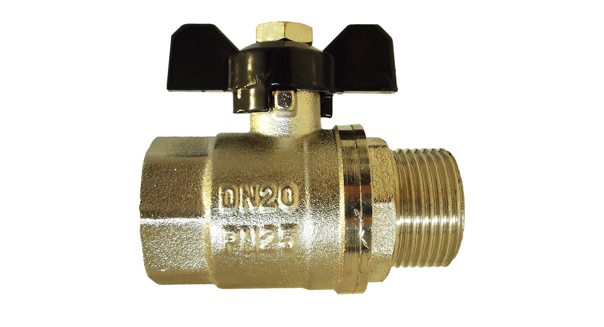 Brass Nickel-Plated Butterfly Valve 1" BSPM-F - Best4Trade-Retail Tech Hose & Fittings