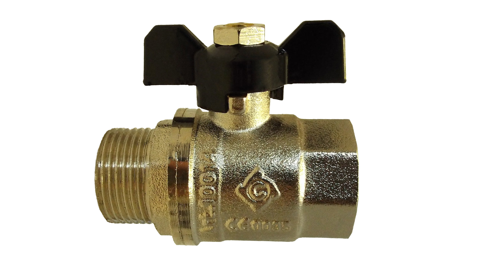Brass Nickel-Plated Butterfly Valve 1" BSPM-F - Best4Trade-Retail Tech Hose & Fittings