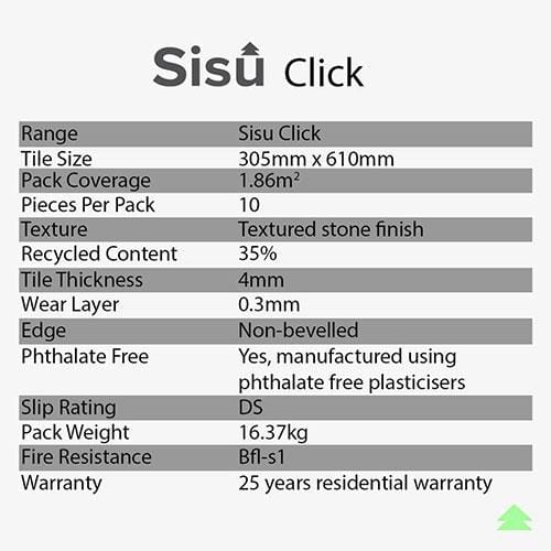 SISU Grey Limestone Click Vinyl Flooring Tiles - 305mm x 610mm (10 Pack) - EnviroBuild