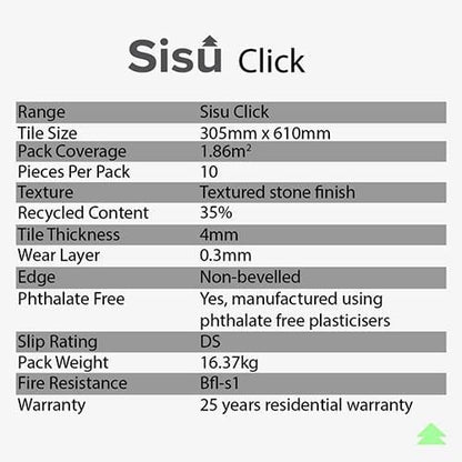 SISU Elegant Concrete Click Vinyl Flooring Tiles - 305mm x 610mm (10 Pack) - EnviroBuild