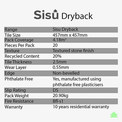 SISU Dryback Elegant Concrete Vinyl Flooring Tiles - 457mm x 457mm (20 Pack) - EnviroBuild