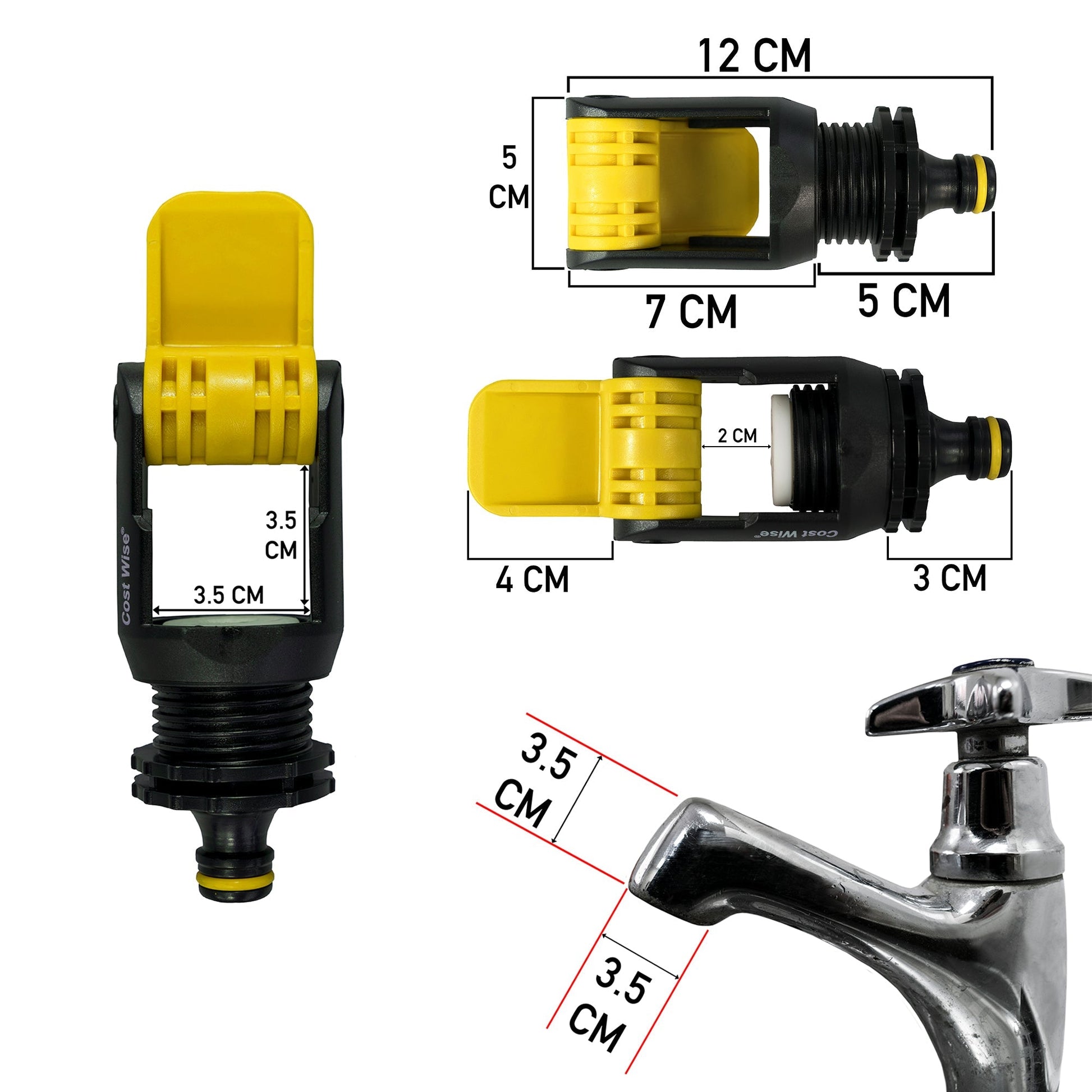 Kitchen Tap Adaptor "Non Branded" Yellow - Best4Trade-Retail Garden watering