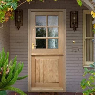 Cottage Stable Oak Unfinished 6 Double Glazed Clear Light Panels External Door - 1981mm x 762mm - LPD Doors