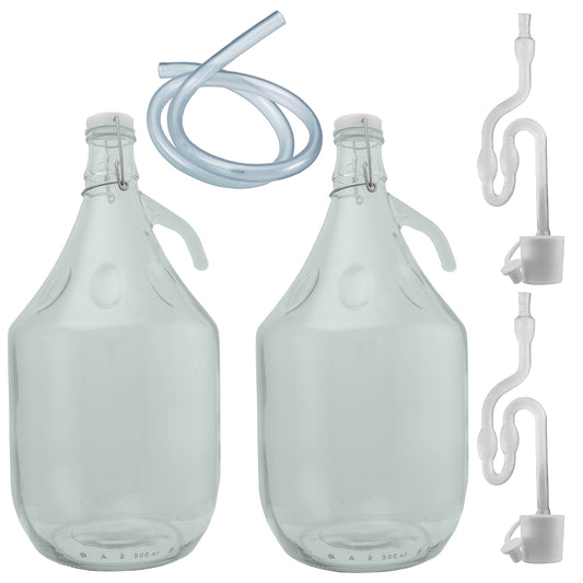 Glass Demijohn 5L 2 Pack Swing Top Cap Airlock, Bung & Tube - Best4Trade-Retail Costwise Home Brewing