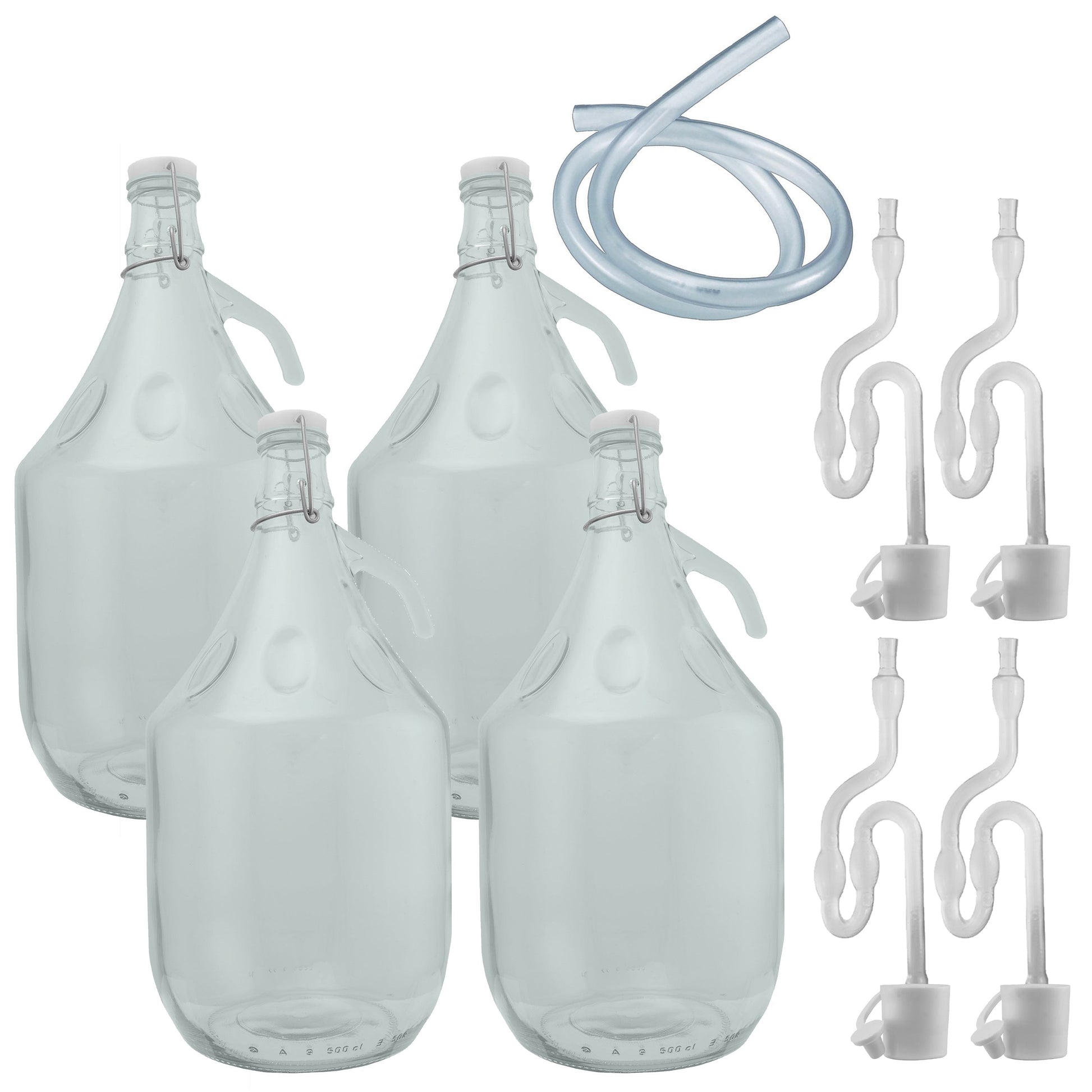 Glass Demijohn 5L 4 Pack Swing Top Cap, Airlock, Bung & Tube - Best4Trade-Retail Costwise Home Brewing