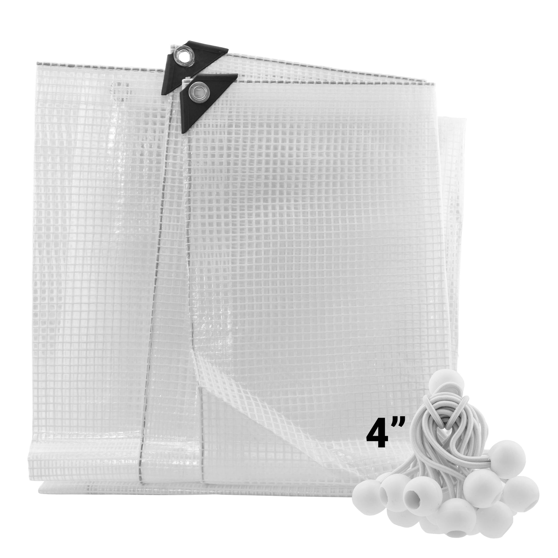 Clear M-Grade Tarpaulin with 20 x 4" Bungee Balls (White) - Best4Trade-Retail Tarpaulins