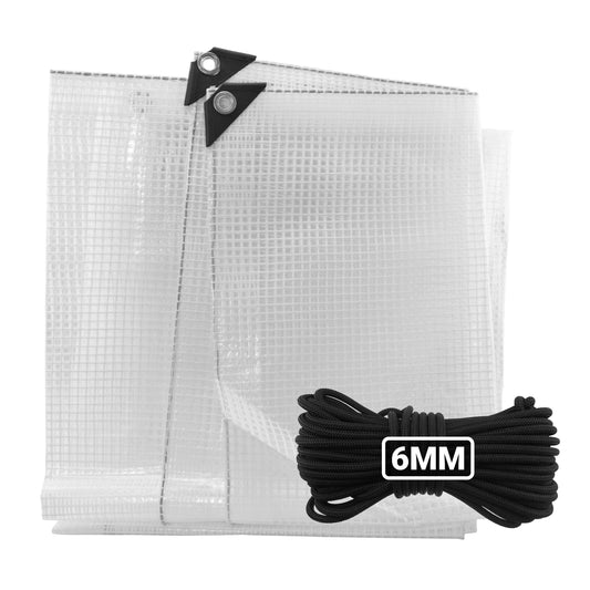 Clear M-Grade Tarpaulin with 10 Metres of 6mm Bungee Rope - Best4Trade-Retail Tarpaulins