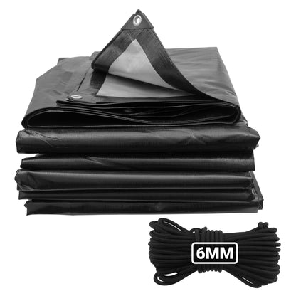 Black/Silver L-Grade Tarpaulin with 10 Metres of 6mm Bungee Rope - Best4Trade-Retail Tarpaulins