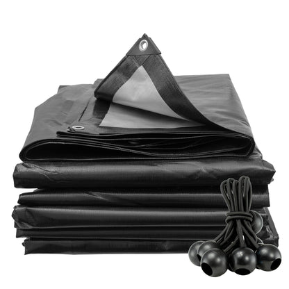 Black/Silver L-Grade Tarpaulin with 10 x 6" Bungee Balls (Black) - Best4Trade-Retail Tarpaulins