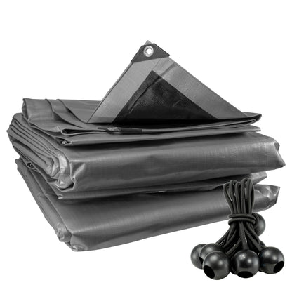 Silver XL-Grade Tarpaulin with Bungee Balls (Black) - Best4Trade-Retail Tarpaulins