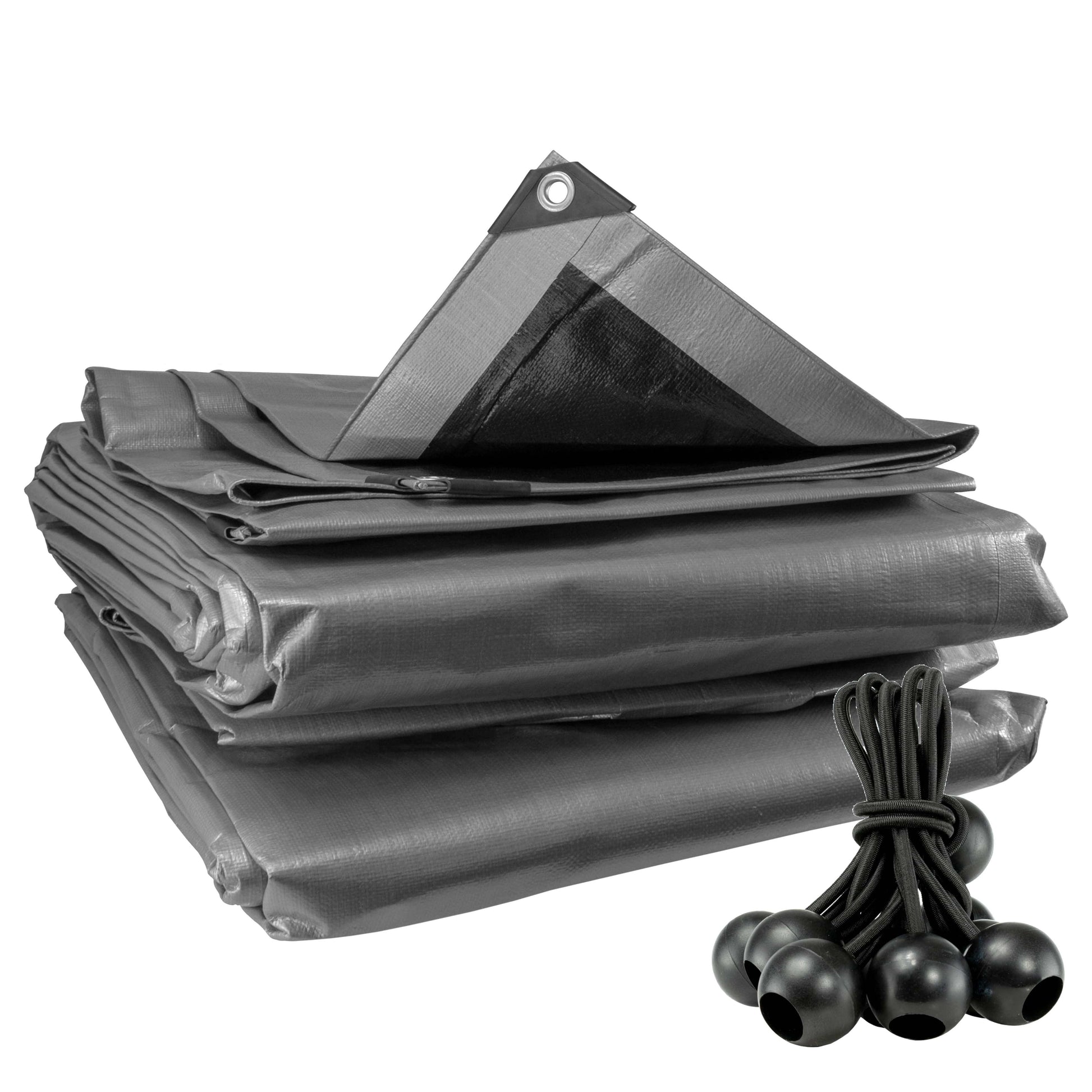 Silver XL-Grade Tarpaulin with 10 x 6" Bungee Balls (Black) - Best4Trade-Retail Tarpaulins