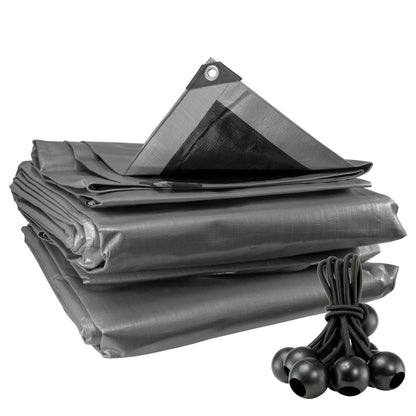 Silver XL-Grade Tarpaulin with 10 x 6" Bungee Balls (Black) - Best4Trade-Retail Tarpaulins