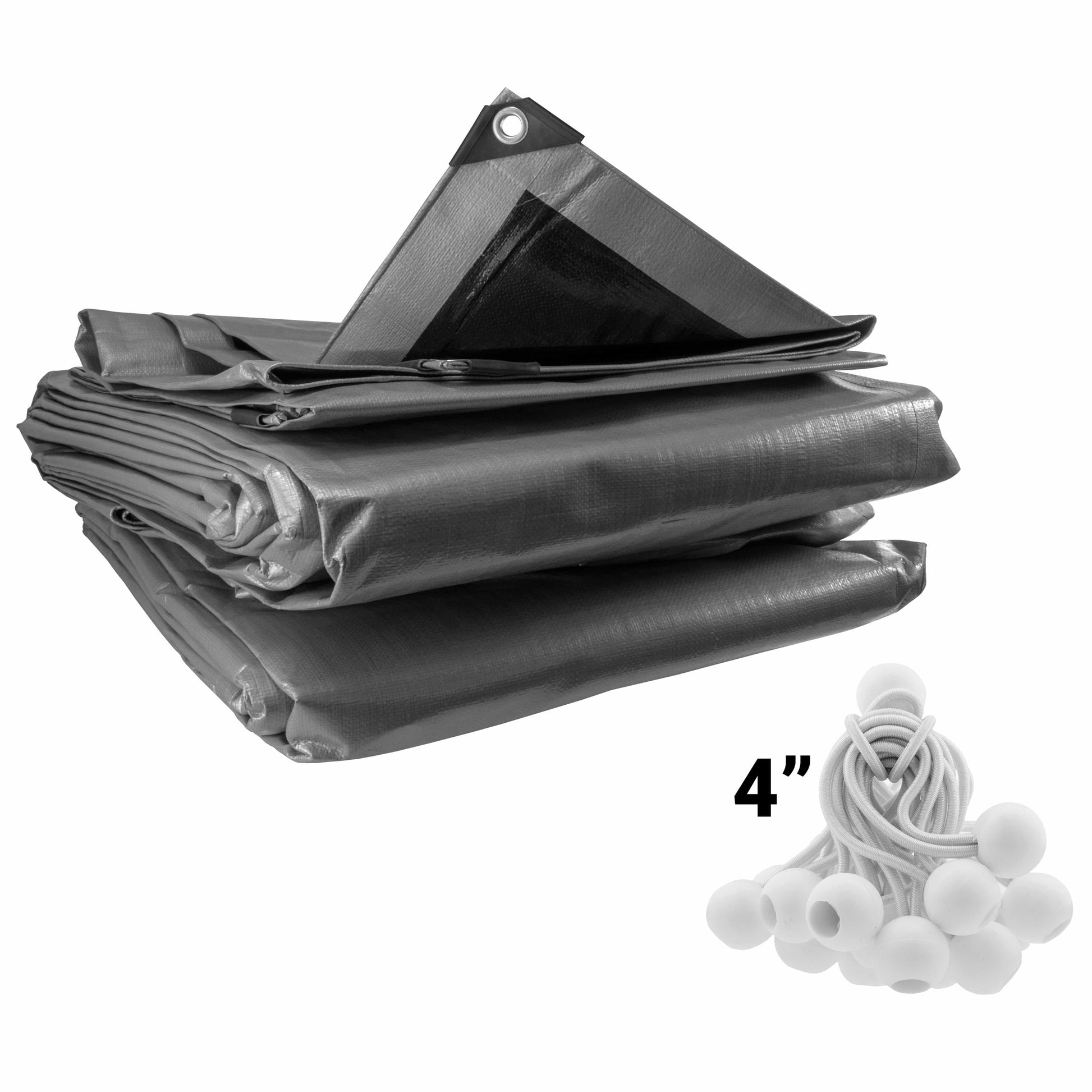 Silver XL-Grade Tarpaulin with 20 x 4" Bungee Balls (White) - Best4Trade-Retail Tarpaulins